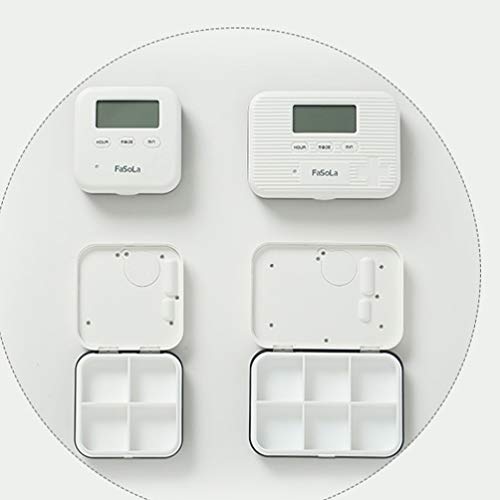 Caixa de comprimidos portátil TOPBATHY com alarme vibratório, 4 compartimentos, portátil para viagen