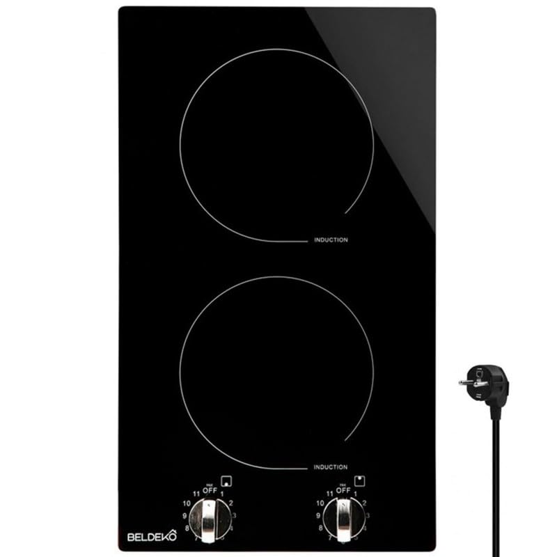Plaque Induction 2 Feux Encastrable avec commandes par Boutons/Manettes BELDEKO - 3600W - 11 Niveaux de Puissance - Fiable et Robuste - Minuteur