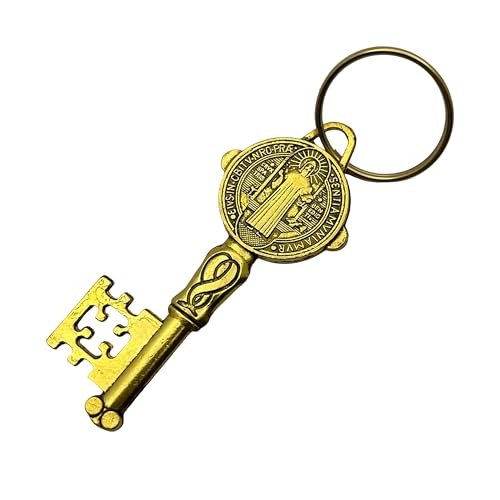 [エデン] おしゃれ 開運 アンティーク キー 鍵 キーホルダー 金運 メダイ 真鍮 5.2cm 1個[E954]のサムネイル