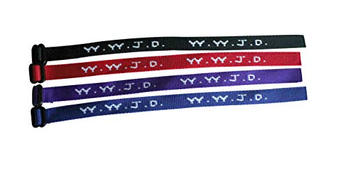 SHAMZBEST 12 WWJD Bracelets - What Would Jesus Do Woven Wristbands Per Pack - Religious Christian WWJD Bracelet for fundraisers Red, Blue, Black and Purple Colors Perfect for Men Wome (Black)