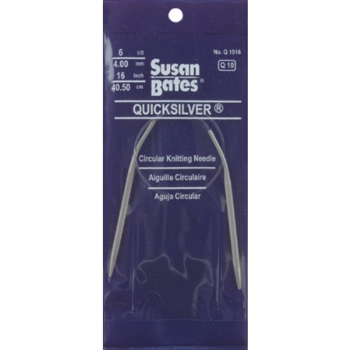 Susan Bates Q1916-10 16-Inch Quicksilver Circular Knitting Needle, 6mm