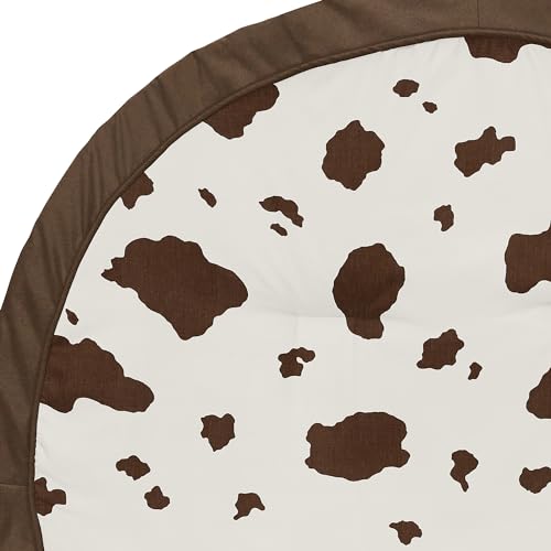 Image of Sweet Jojo Designs Cow Print Girl Boy Gender Neutral Baby Play Mat Tummy Time Activity Infant Playmat Playpen Tent Teepee Floor Brown Vintage Animal Print for Western Cowgirl Wild West Southwest