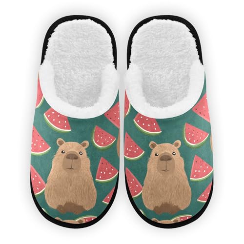 Men Women Winter Funny Fruit Capybara Family Bedroom House Slipper Non-Slip Warm Resistant Slippers2