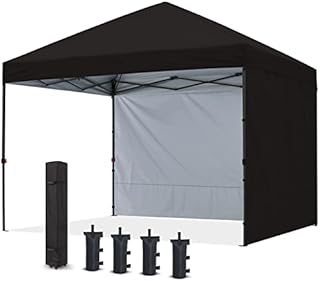COOSHADE Pop Up Canopy Tent 10x10Ft Outdoor Festival Tailgate Event Vendor Craft Show Canopy with 2 Removable Sunwalls Instant Sun Protection Shelter with Wheeled Carry Bag(Black)