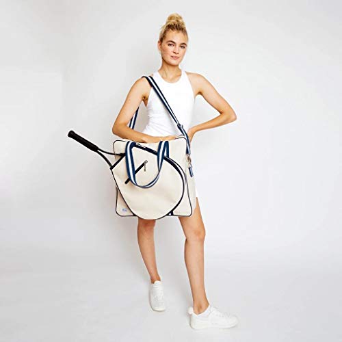 Ame & Lulu Hamptons Tennis Tour Bag - Removable Adjustable Straps - Exterior Pocket Fits Two Racquets