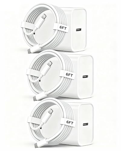 Image of iPhone Fast Charger,Extra Long iPhone Charger Fast Charging 6Foot 3Pack i Phone Chargers 6ft USB C to Lightning Cable Cord Adapter for iPhone 14 Pro Max /14 Plus /13 Mini /13 /12 /11 /X /XR /SE /iPad /AirPods