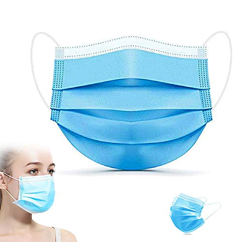 LAOSGE Disposable Face Mask with Earloop, Face Mask Set, 3 Ply Earloop Disposable Respirator- 50+5PCS