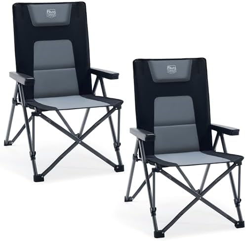 TIMBER RIDGE Campingstuhl Faltbar 260 KG Belastbar 4 Positionen verstellbar | Klappstuhl Gepolstert Hohe Lehne mit Tragetasche Camping Stuhl Gartenstuhl für Garten Balkon Wohnmobil