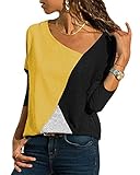 YOINS la camisa de manga larga de primavera y otoño es con cuello alto, top con hombros descubiertos, blusa con tops de túnica, color block, sudadera con capucha Cuello alto, partido sexy, cuello alto, patrón de rayas, una forma hermosa que crea una sensación perfectamente.