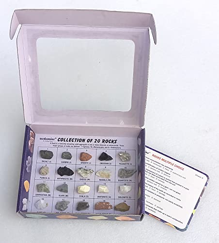 ROCKSMINS-RO20WM-Rocks-Collection-Set-of-20-School-Education-Igneous-Sedimentary-Metamorphic-Samples-activity-geology-earth-science-volcanic-stones-Rock-Memory-Great-Educational-STEM-Toys-Kids-with-QA