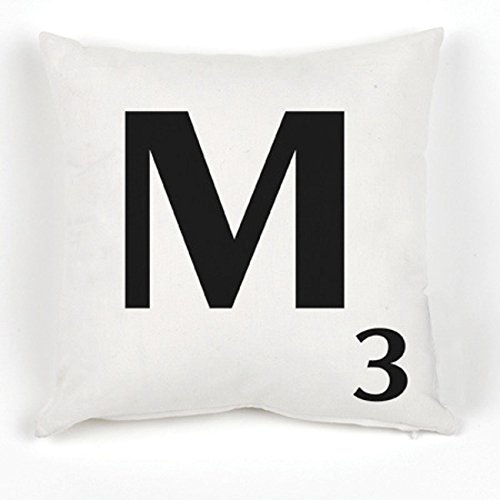 A to Z Alphabet Cushion Cover, White, Personalised Initial