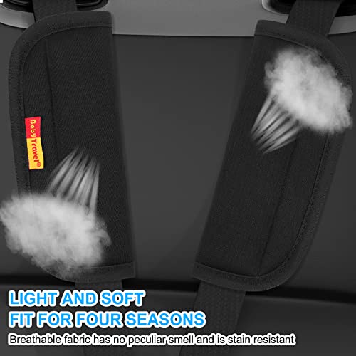 URAQT Baby Sicherheitsgurt Schulterpolster,2 Stück Universal Baby Autositz Gurtpolster Atmungsaktiv Schlafkissen Nackenstütze für Kinder Auto Gurtpolster für Autositze und Kinderwagen(Schwarz)