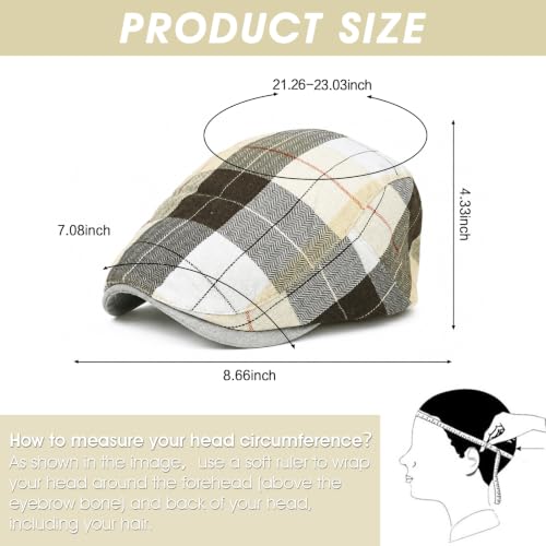 Image of 3Pcs Men's Newsboy Caps Cotton Cooling Hat Adjustable Flat Cap for Men