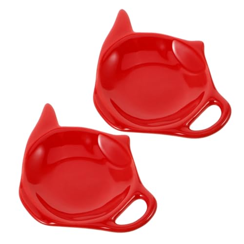 ETHZZLE 2 Pièces Repose Sachets Thé Céramique Coupe Petite pour Thé Support Léger et Résistant Forme de Théière Soucoupe Pratique pour Infusion