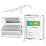 Holy rose Automatic Dental Floss Dispenser & Storage Case Set -with 300 Mint Flavored Floss Picks - Refillable Flossers Toothpicks Organizer -...