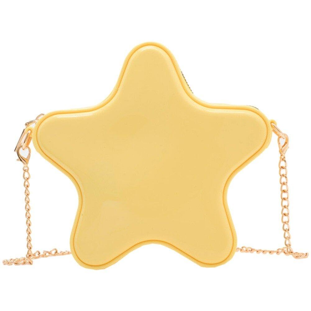 Baokuan Women's Yellow Cartoon Star Purse Crossbody Bag Chain Casual Shoulder Bags Simple Y2k Sweet Solid Shoulder Bag Handbags Wallet