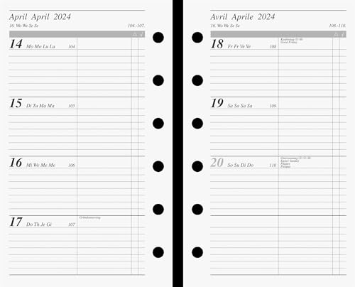 Agenda Semainier Rido/idé TM 15 2024 - Format 8,7x15,3 Cm, Couverture Plastique Noire