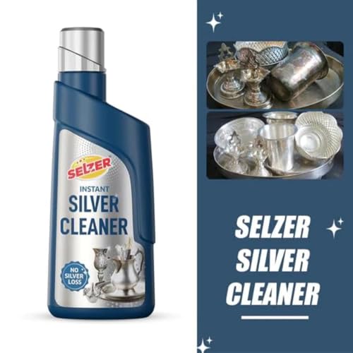 Image of Selzer Instant Silver Cleaner 250 ml Each | Pack of 3 | Silver Dip Cleaning Liquid for Jewellery, Articles & Silverware | Helps Remove Tarnish & Restore Shine