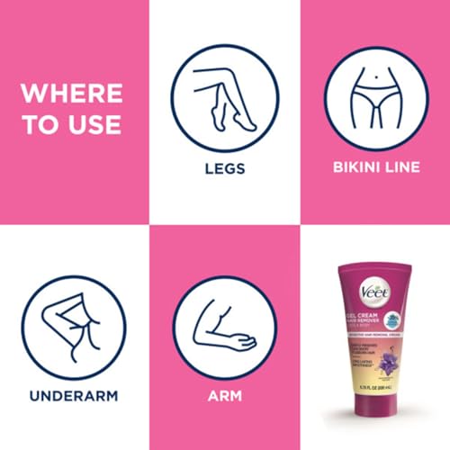 Veet Sensitive Skin Formula with Aloe Vera and Vitamin E, Dermatologically Tested Hair Removal Gel Cream 6.76 Fl Oz. for Legs & Body (3 Pack)