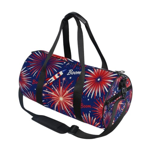 Bolsa de deporte redonda con fuegos artificiales para tus entrenamientos y viajes de fin de semana