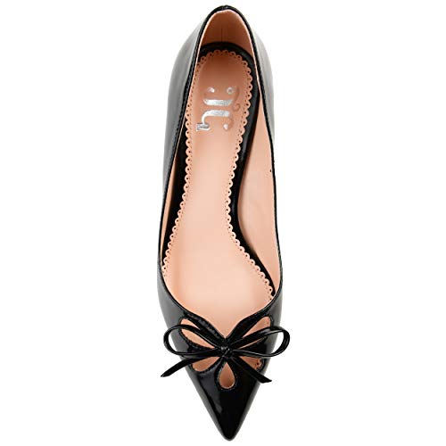 Brinley Co. Womens Cut-Out Bow Kitten Heel Pump Black, 10 Regular US3