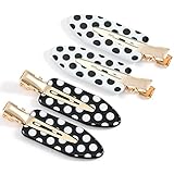 Canitor No Bend Hair Clips 4Pcs Creaseless Hair Clips for Hair Styling Black & White Spots Alligator