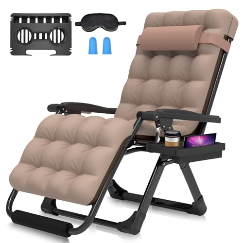 Suteck Oversized Zero Gravity Chair,29In XL Lounge Chair w/Removable Cushion&Headrest, Reclining Camping Chair w/Upgraded Lock and Footrest, Reclining Patio Chairs Recliner for Indoor Outdoor