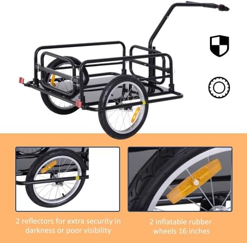 Bike Cargo Trailer 88lbs Load Capacity Heavy Duty Bicycle Wagon Cart with Universal Hitch for Outdoor, 16" Wheels
