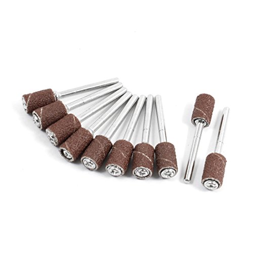 Aexit 10 Pcs Grinder Accessories Brown 8mm Diameter Cylinder Head Metal Shank Polisher Grinding Cutoff Wheels Mounted Point