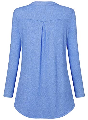 Image of Bulotus 3 /4 Length Sleeve Womens Striped Tops Zipper V Neck Collared Blouses Business Casual Tunics 2026 Spring Trendy