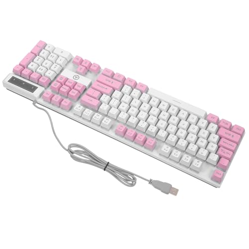 Clavier de jeu filaire pour bureau et gaming au design ergonomique rose