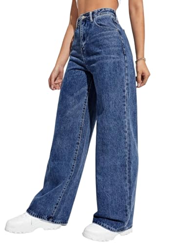 Image of TAGAS Women's High Waisted Wide Leg Jeans - Baggy Denim Pants, Loose Fit Casual Straight Leg Pant for Girls & Womens