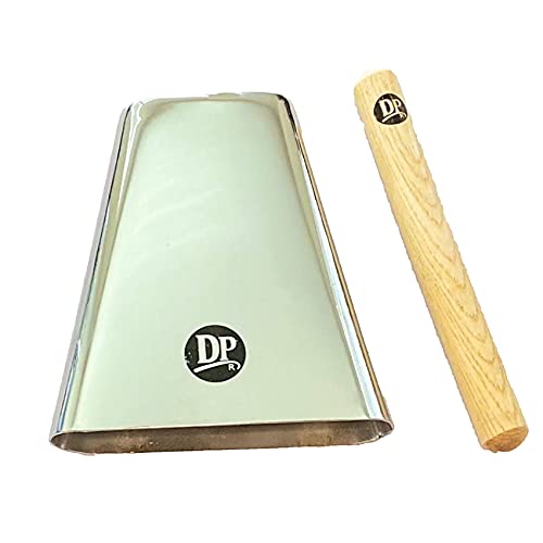DP Music 7 Inch Cow Bell Noise Maker with Beater Chrome Finish - Cowbell for Sporting, Football Games, Events - Percussion Musical Instrument