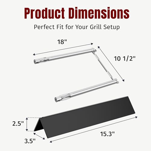 SHINESTAR Grill Parts for Weber Spirit I & II 200 Series,E/S 210 220 and GS4 II 200 Series with Front Control,Replacement for 15.3" Weber Spirit Flavorizer Bars 7635 & 18" Burner Tubes Set 69785 by SHINESTAR - Image 2