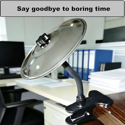 ZQEUXBE 2Pcs Desktop Crash Cymbal with Clamp, Portable Metal Percussion Cymbal Instrument for Office Home Desk, Fun Cool Mounted Percussion Accessory for Music Lovers, Silver - Thumbnail 2