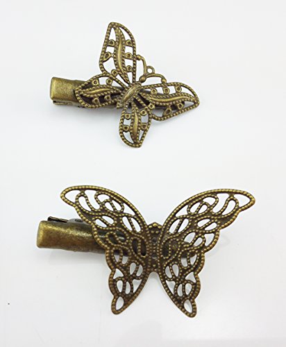 Pack de 6 pinzas de cabello vintage mariposa y libélula miniatura 5