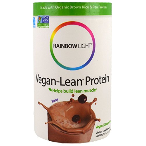 Rainbow Light - Vegan-Lean Protein Berry - Protein Powder, Organic Brown Rice and Pea Protein Blend, Supports Muscle-Building, Lean Body Fitness, Energy; Vegan and Gluten-Free - 13.8 oz. Tub