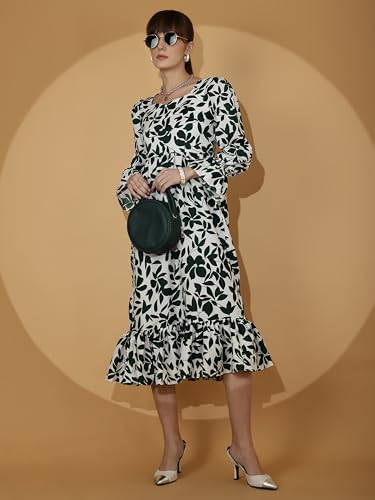 Image of Sheetal Associates Women's Casual Flared Sleeve Crepe Floral Fit and Flare Dress