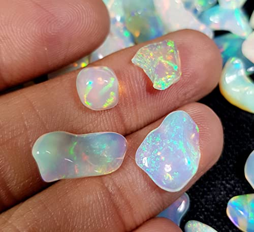 Rare Gemstone Ethiopian Opal Gemstone Rough Uneven Shape Multi Fire Ethiopian Opal Making Jewelry Loose Rough 10 Pieces Size 5X6 - 12X16 Mm, Full Of Multi Color Fire & Genuine Rough [Gsku-27] #TOP7