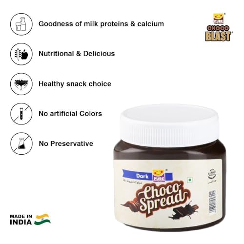 Image of Pure Temptation Dark Choco Spread [340 gm] - 100% Veg - Protein-Rich Dark Chocolate Spread for Kids & Adults - Perfect for Breakfast, Bread, Fudge, Shakes, Cake & Roti - Rich Flavor of Dark Chocolate