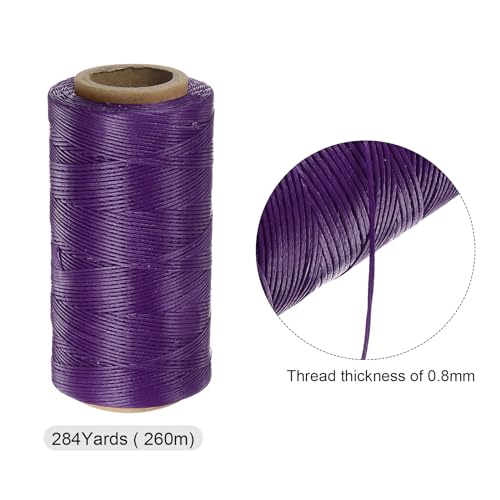 Hilo genérico para coser, hilo para tapicería 284 yardas 260 m, poliéster encerado, resistente al desgaste, cordón para bordado, algodón para acolchar y cuero, púrpura miniatura 2
