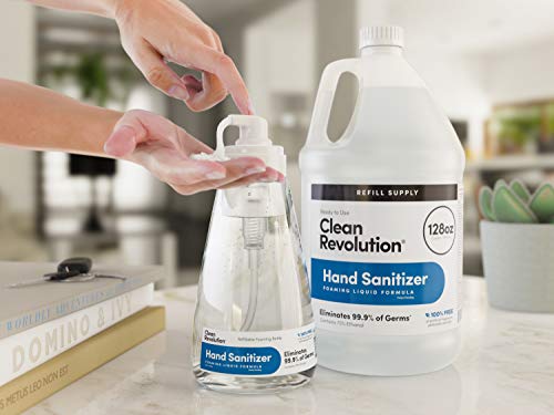 Clean Revolution Hand Sanitizer Refill Supply | Moisturizing & Quick-Dry | Kills 99.9% Germs | 70% Alcohol | Ready To Use | Unscented | 128 Oz (1 Gallon) #TOP4