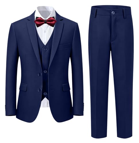 Image of Boys' Formal Suit 5 Piece Slim Fit Suits for Boy Kids Tuxedo Toddler Wedding Ring Bearer Outfit Teen Communion Dress