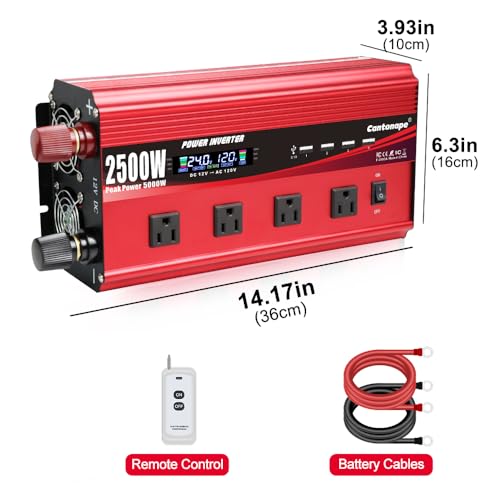 Cantonape 2500W Power Inverter 24V To 110V Dc To Ac With Lcd Display thumb #7
