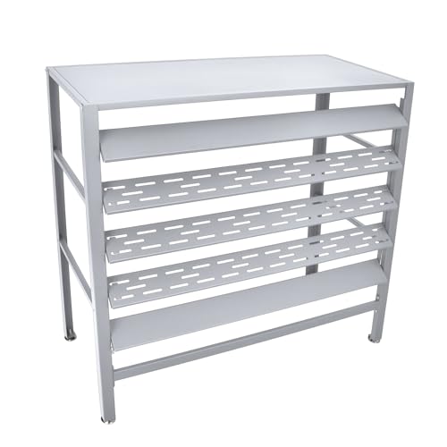 サンパーシー エアコン室外機カバー ルーバー可動式 ラック 耐荷重30kg ステンレス (シルバー, 大型サイズ)