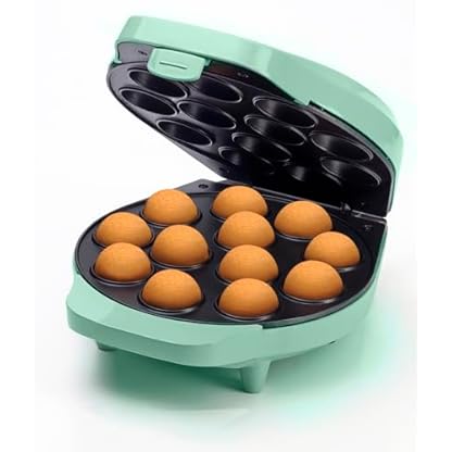Bestron Waffeleisen für Cake-Pop's im Retro Design, Cake-Pop-Maker inkl. Cake-Pop-Butler, Gabel & 12 Cake-Pop-Sticks, mit Antihaftbeschichtung,700 W, Farbe: Mint