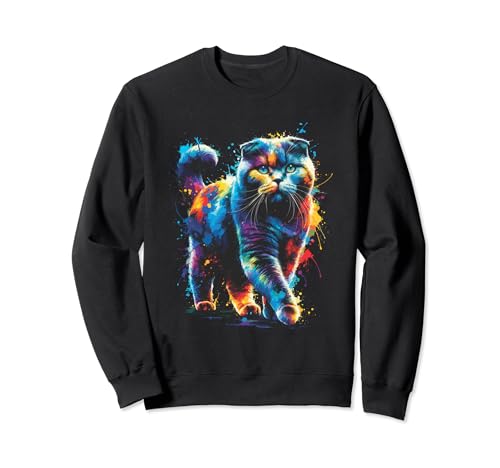 Colorido Splash Art Scottish Fold Cat Scottish Folds Coupari Sudadera