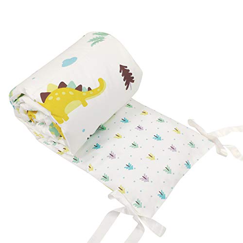 TEALP Protector de Cuna, Protector Cuna Chichonera para Proteger Bebe, algodón protector para bordes, Parachoques 180cm x 30cm