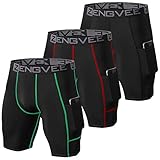 ZENGVEE 3 Piezas Mallas Hombre de Secado Rápido para Pantalon Corto Hombre Deporte para Gym, Yoga, Running(3Black-M)