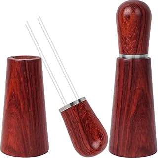 Upgraded WDT Tool Coffee Grounds Needle Distributor Natural Wood Handle and Stand Professional Barista Stirring Tool for Espresso Distribution (Rosewood)